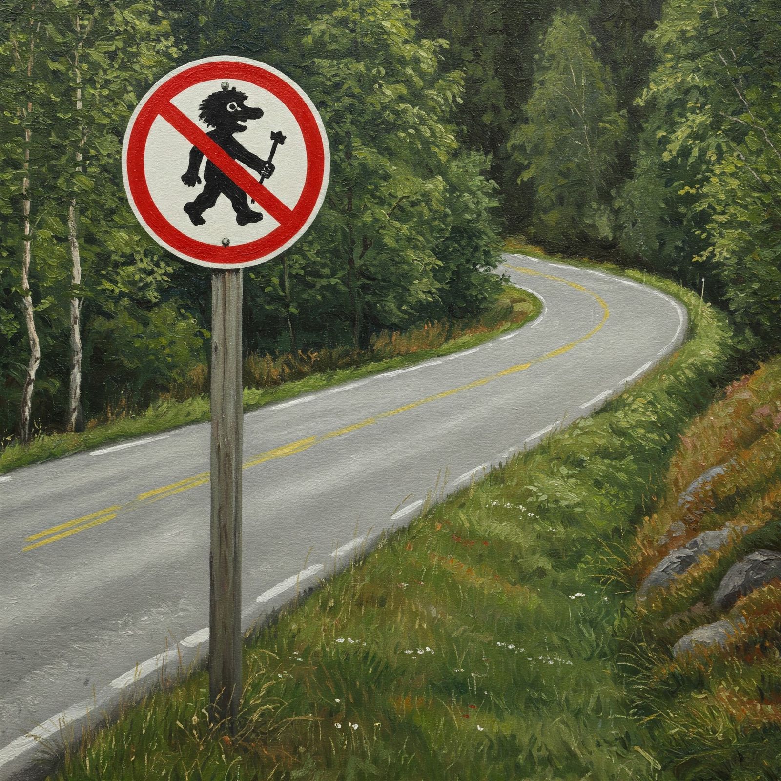 Road sign: Trolls prohibited – GE