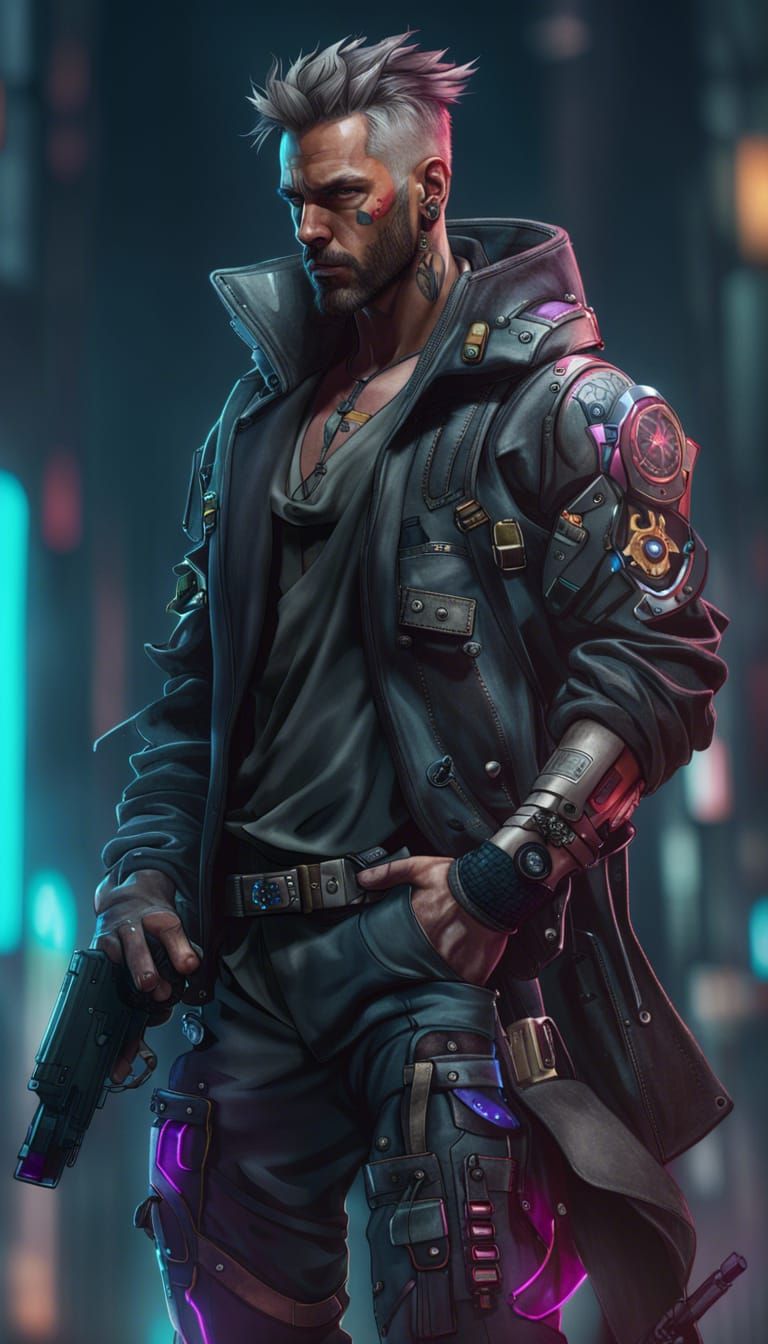 cyberpunk mercenary man - AI Generated Artwork - NightCafe Creator