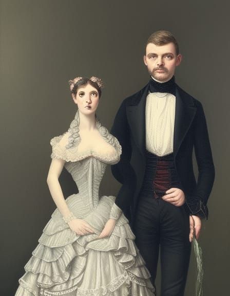 mr and mrs frog in victorian dress