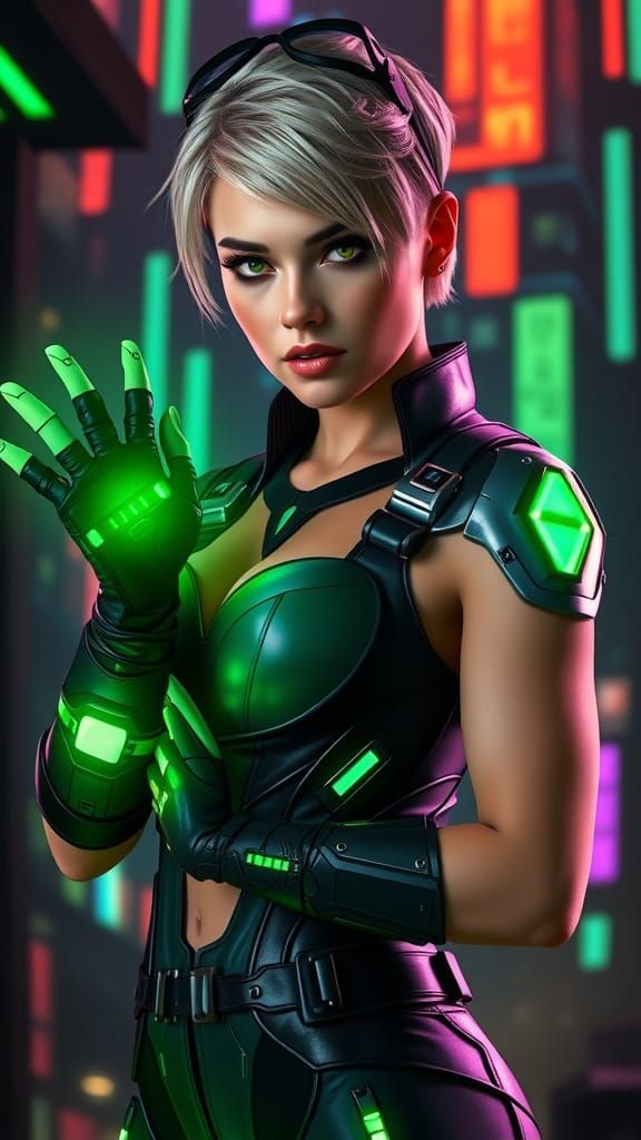 Cyberpunk Sonya Blade in High-Tech Combat Suit
