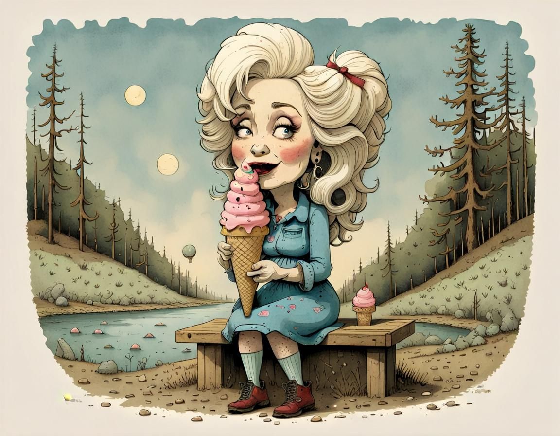 Dolly Parton eating Ice-Cream cone - AI Generated Artwork - NightCafe ...