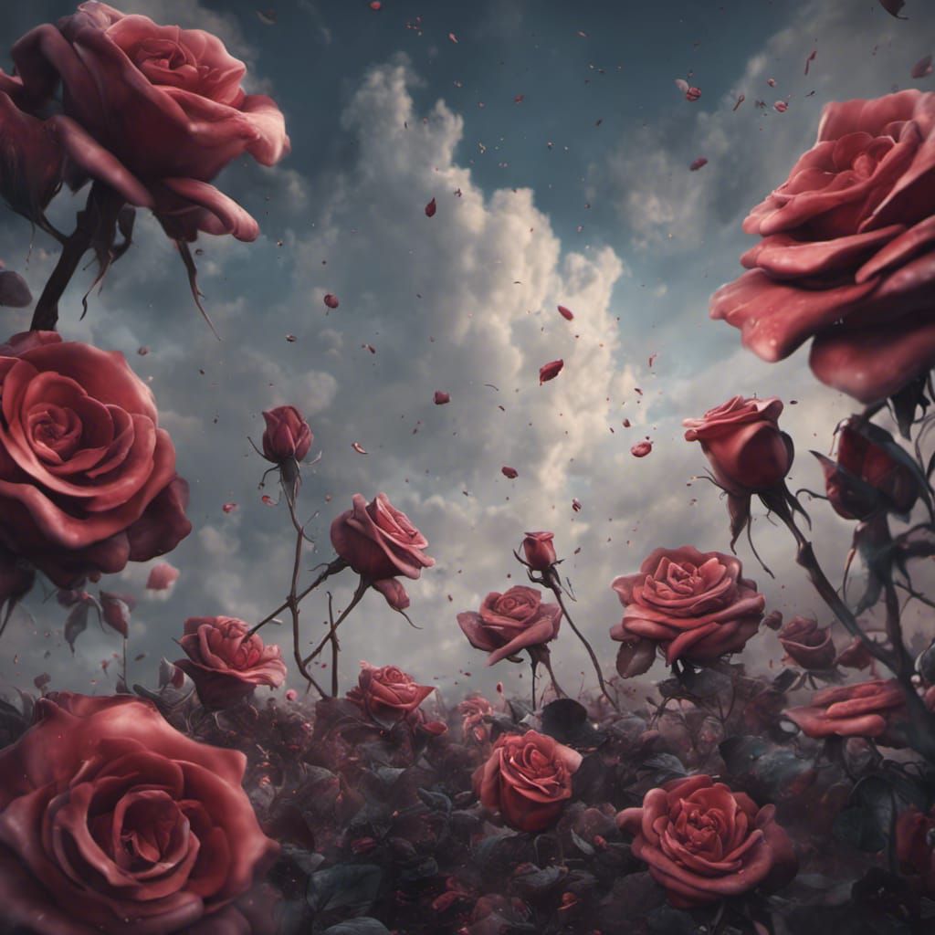 Its raining roses! AI Generated Artwork NightCafe Creator