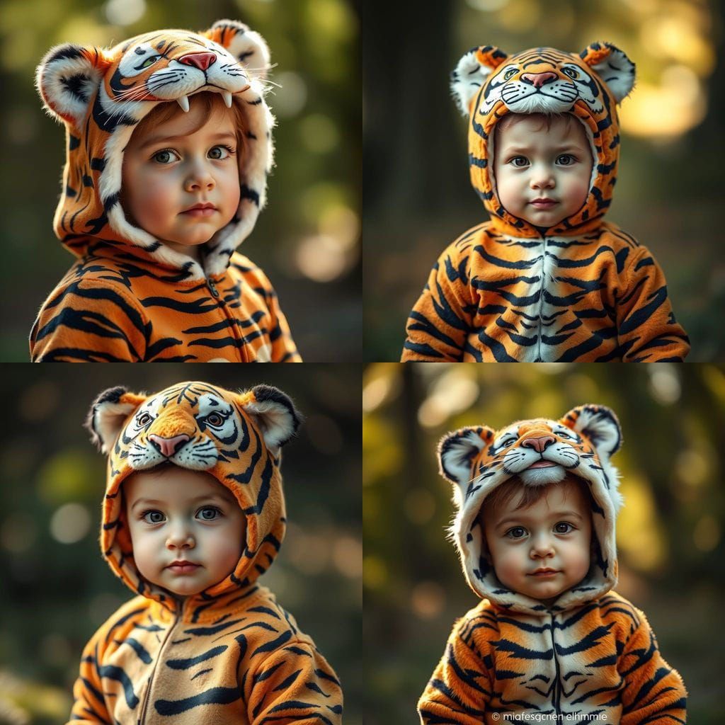 Child as Fierce Tiger in Vibrant Color
