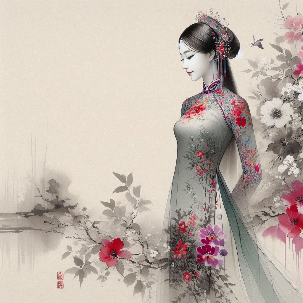 Lady with Vietnamese ao dai