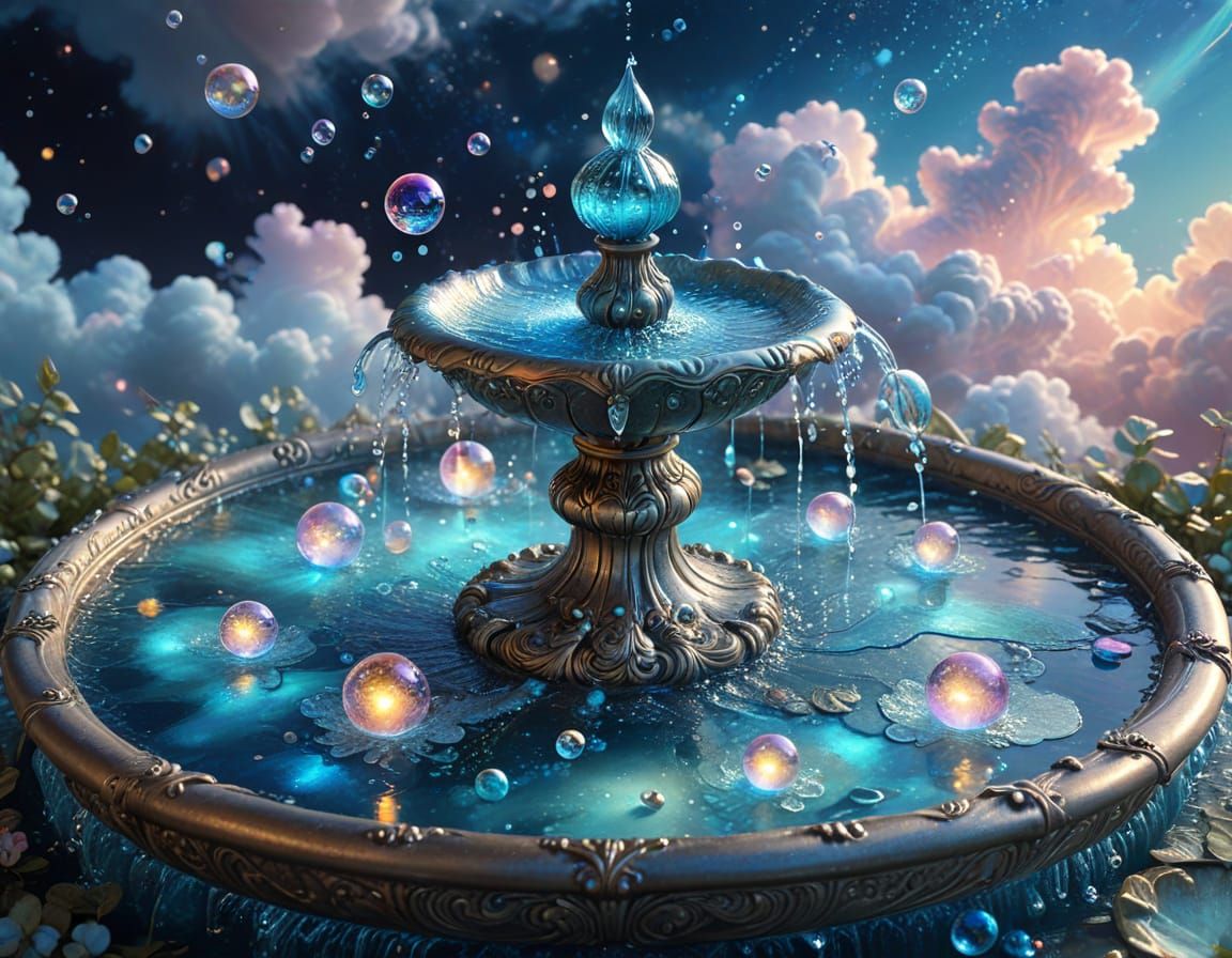 Fountain and Bubbles  by @ScorpionAI