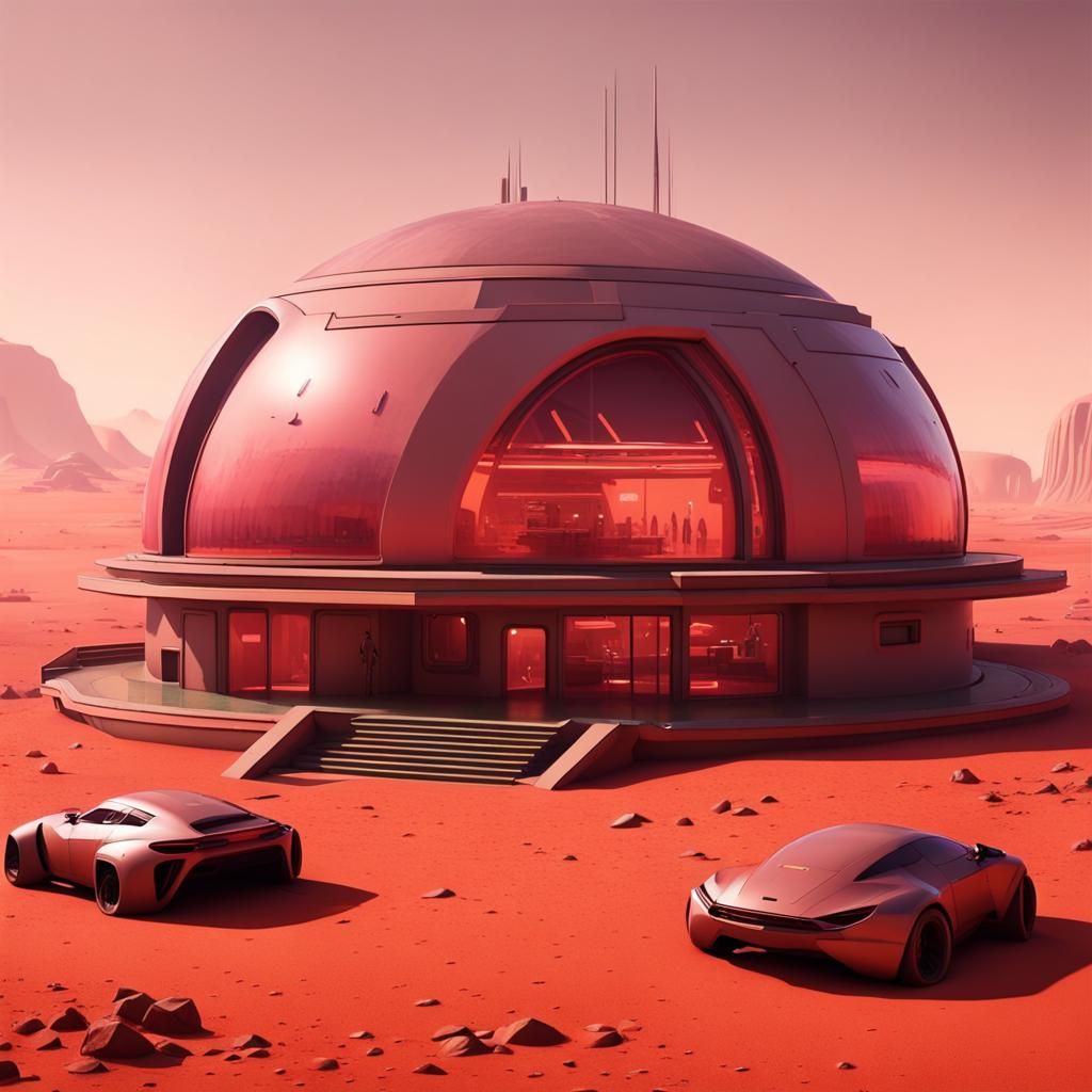 a massive mars dome house on mars with no life forms.