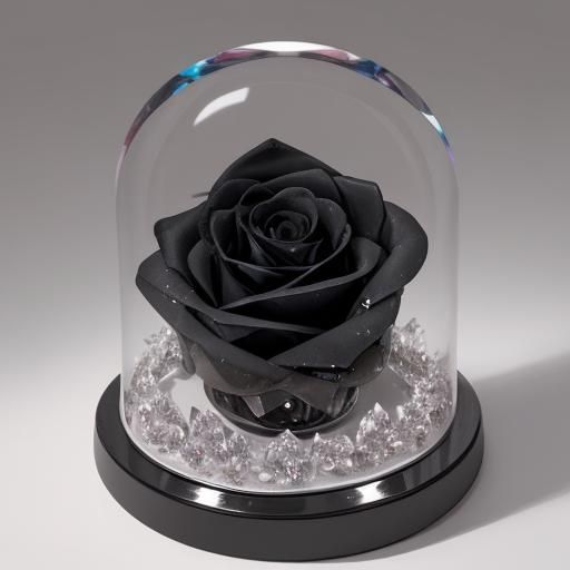 crystal rose with black roses inside