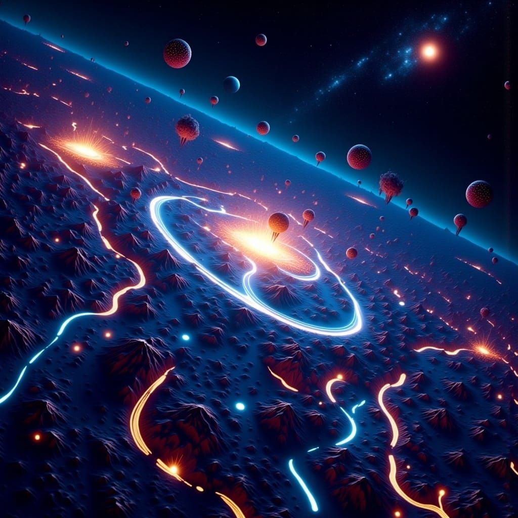  <lora:3D Mapper:1.0> a blinding racetrack in space