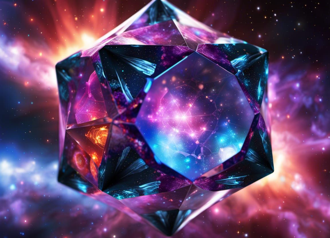 Deltoidal icositetrahedron with glowing gem - AI Generated Artwork ...