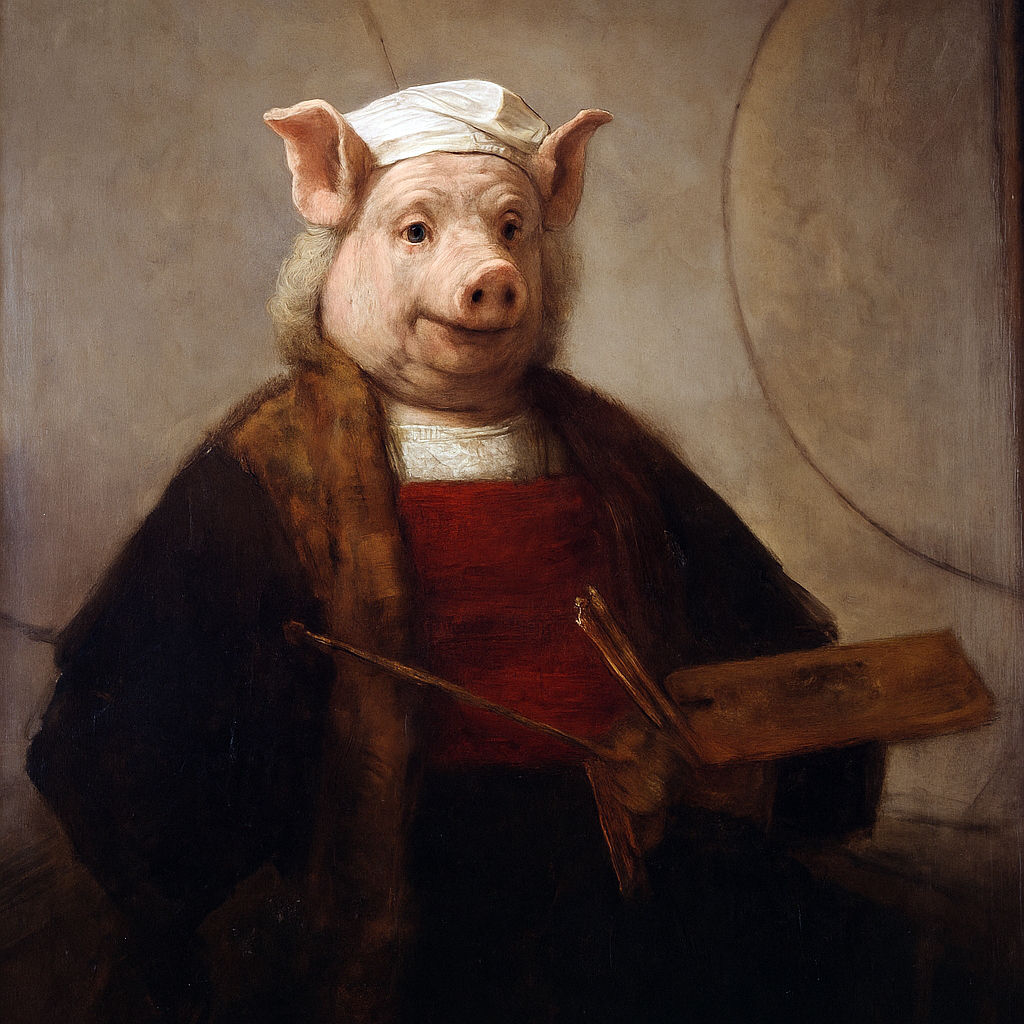 "Self-Portrait with Two Circles" by Hambrandt van Swijn