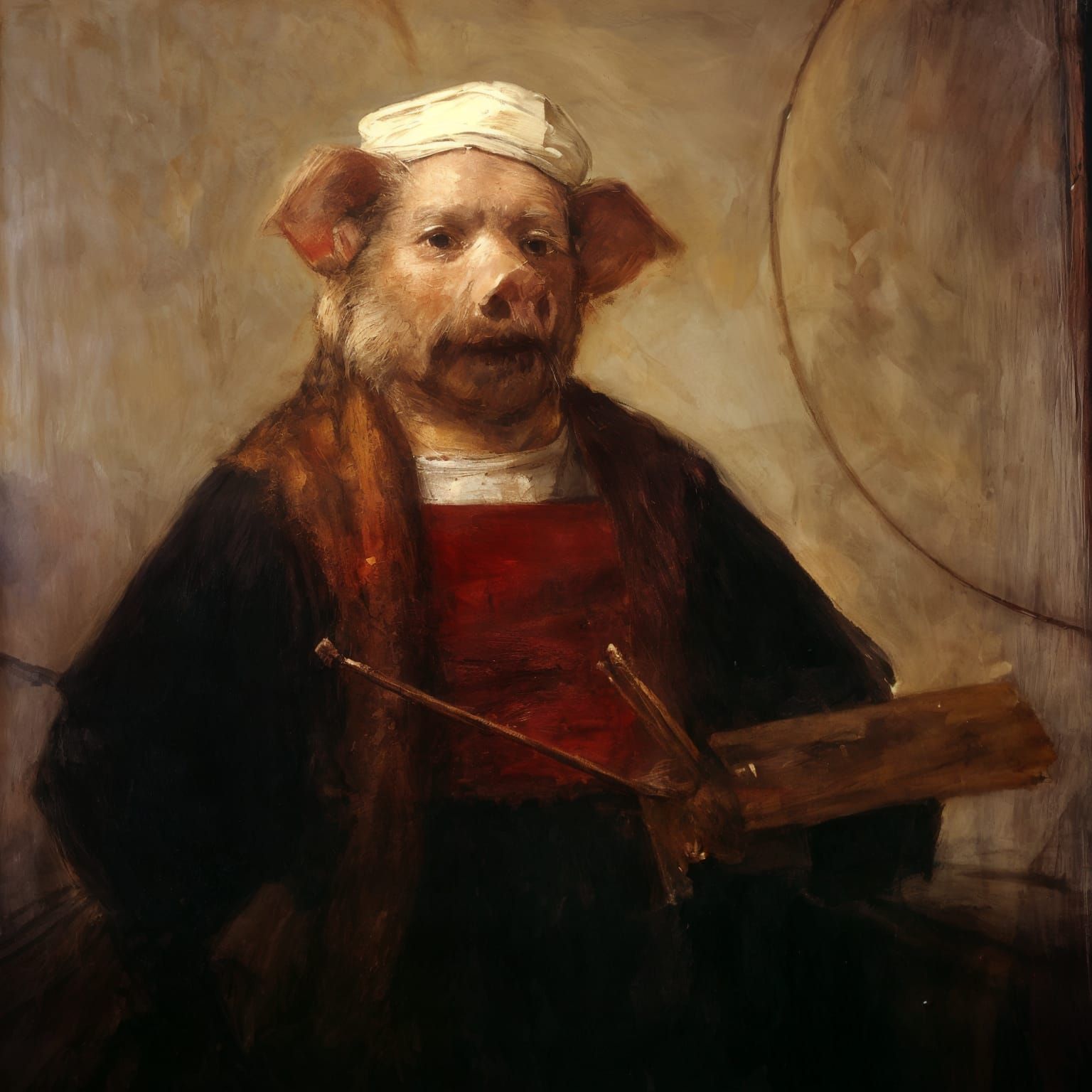 "Self-Portrait with Two Circles" by Hambrandt van Swijn