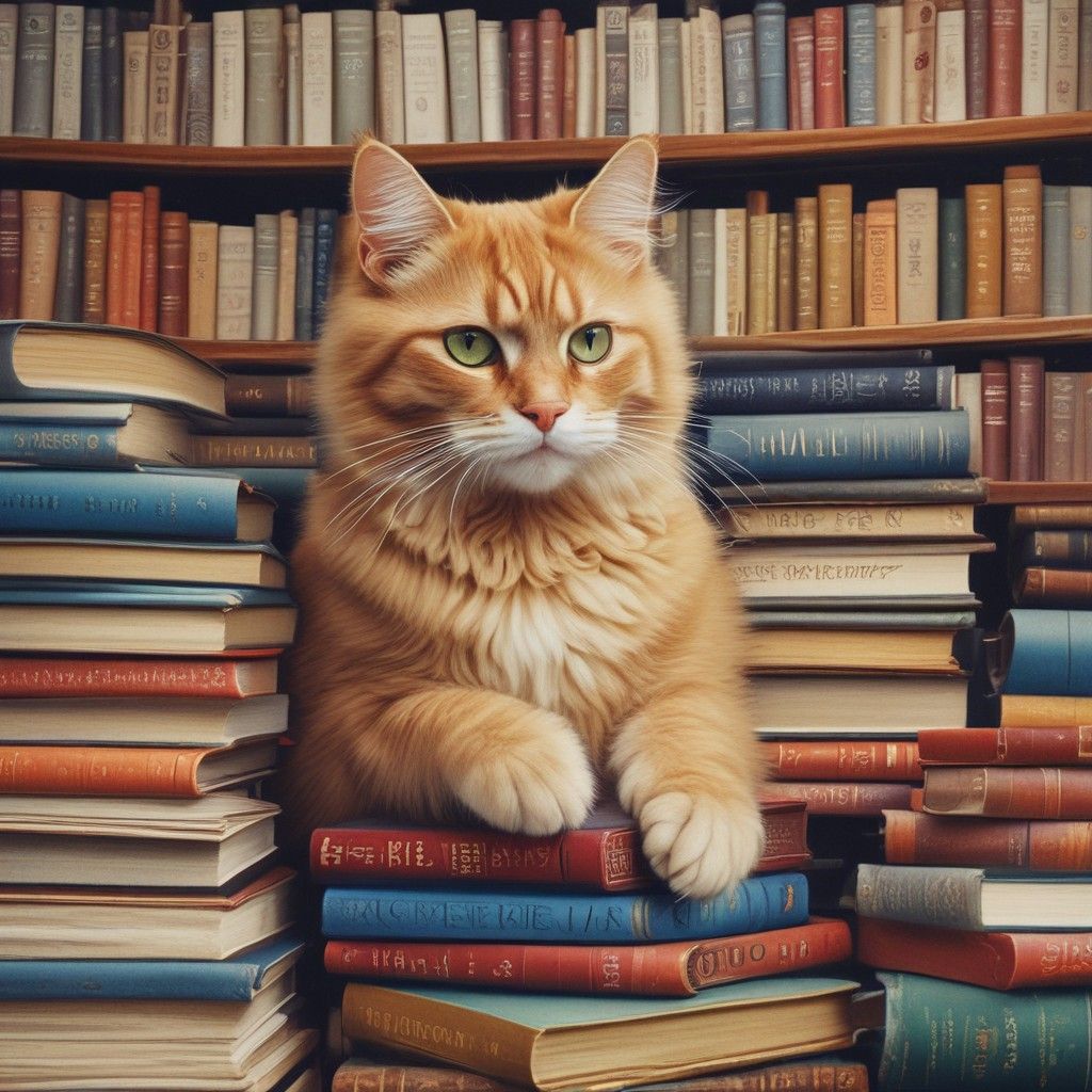 Cat and books