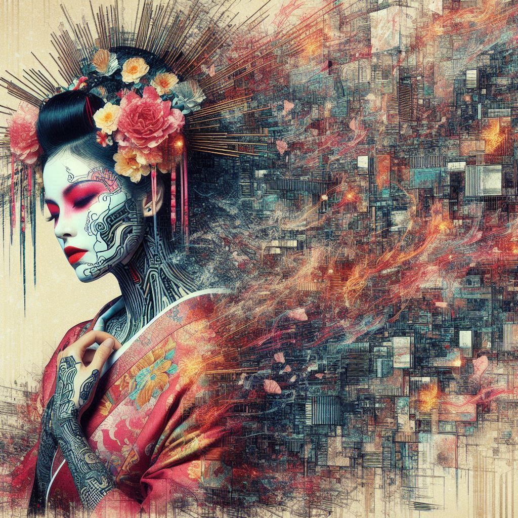 double exposure beautiful fantasy DALL-E 3 portrait landscap...