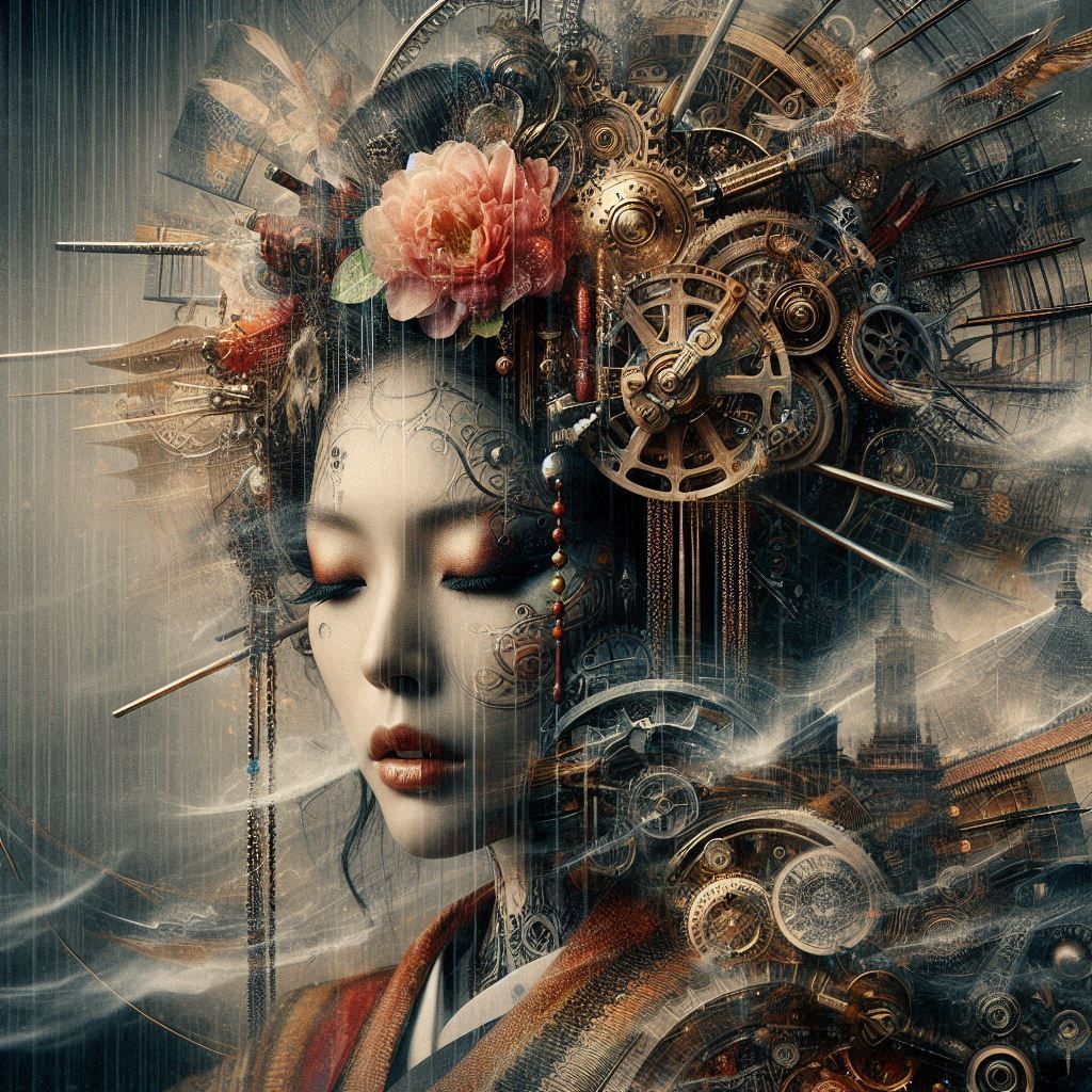 double exposure beautiful fantasy portrait landscape..