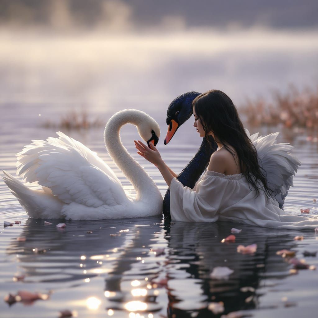 Maiden and Swans II Charcoal