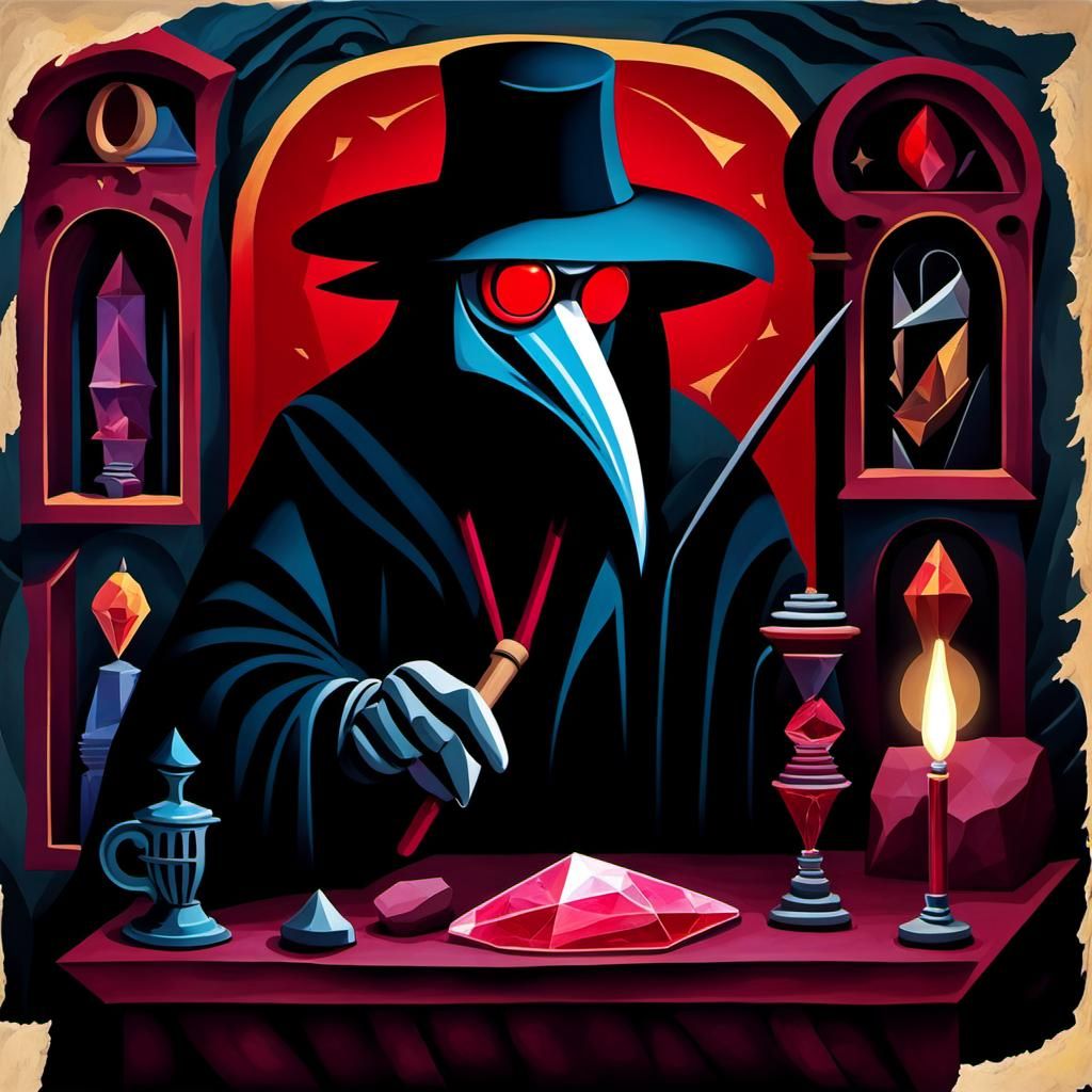 Plague doctor carrying out experiments AI Generated Artwork