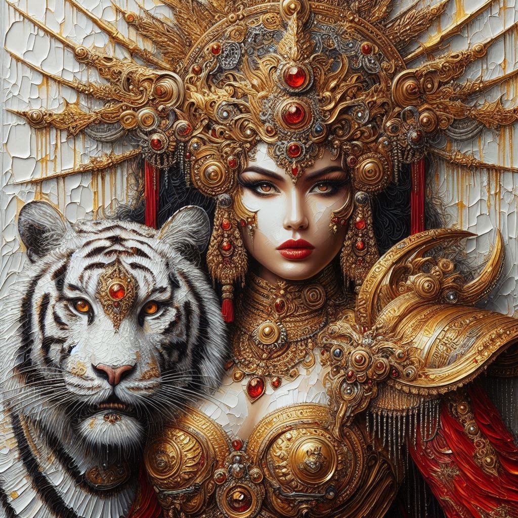 Warrior woman and Tiger