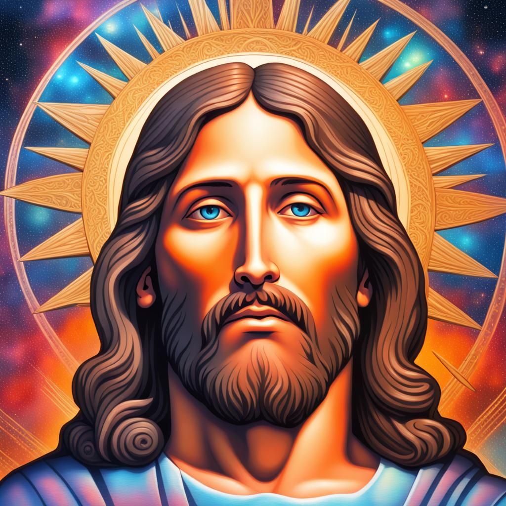 icon of Jesus Christ 8k resolution holographic astral cosmic Alphonse ...