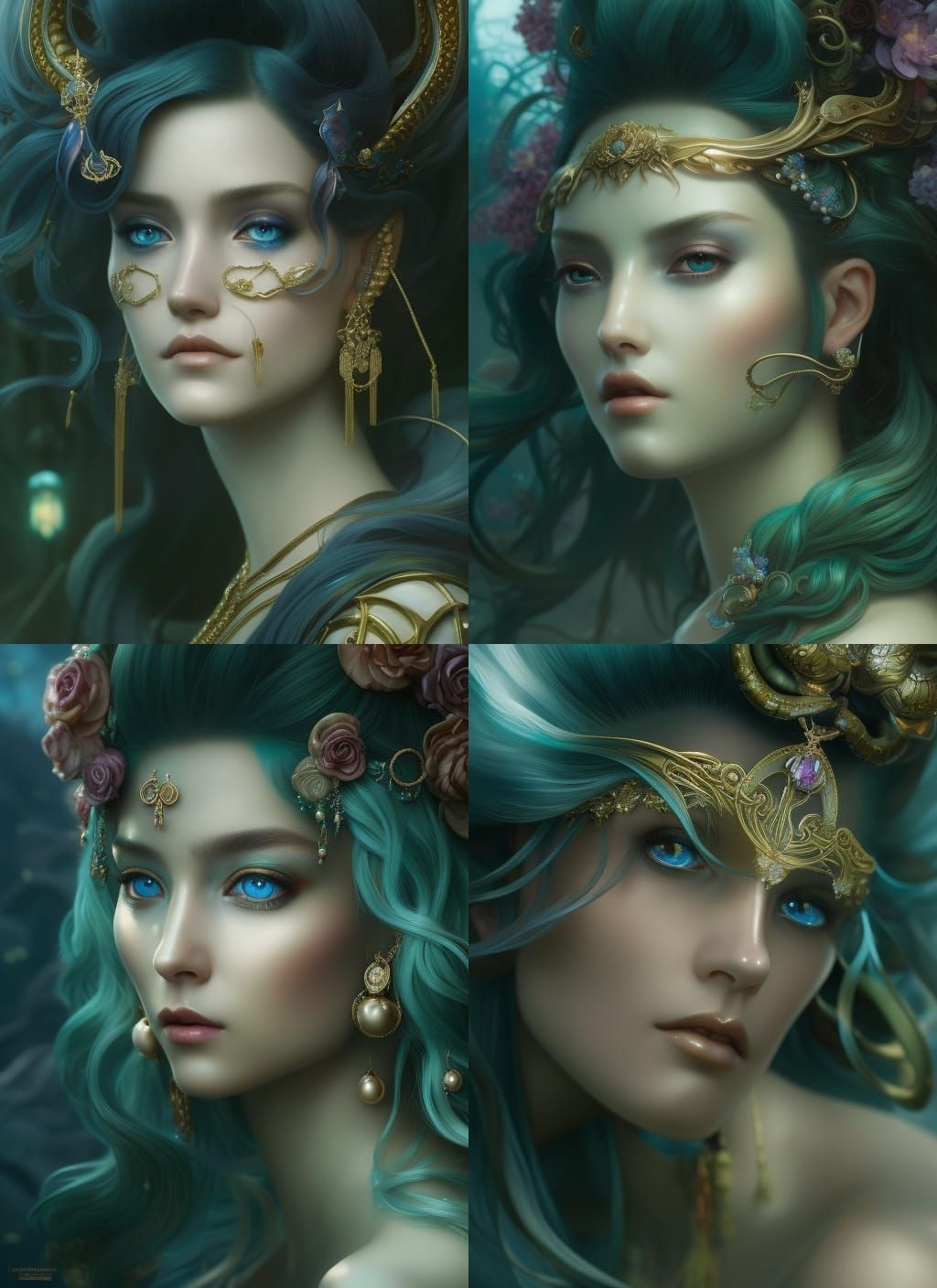 hyperdetailed, beautiful sea-dragon girl with pearlescent skin and ...