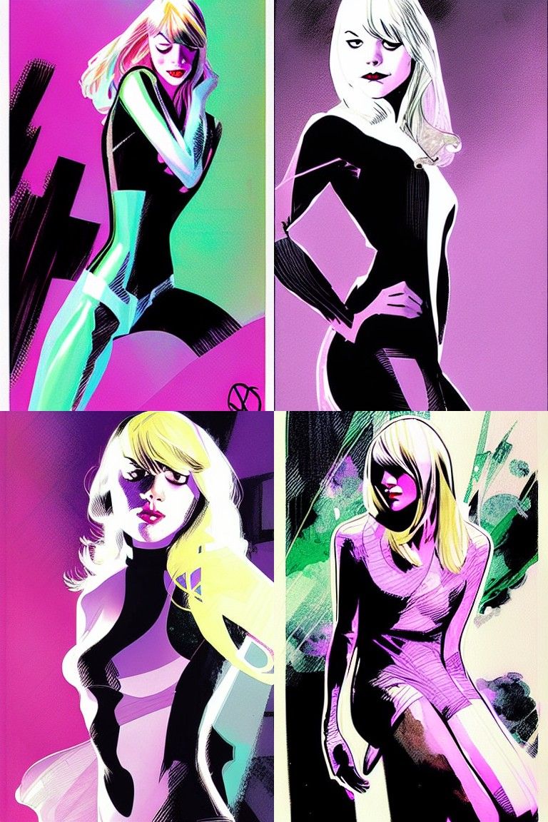 Gwen Stacy by Bill Sienkiewicz - AI Generated Artwork - NightCafe Creator