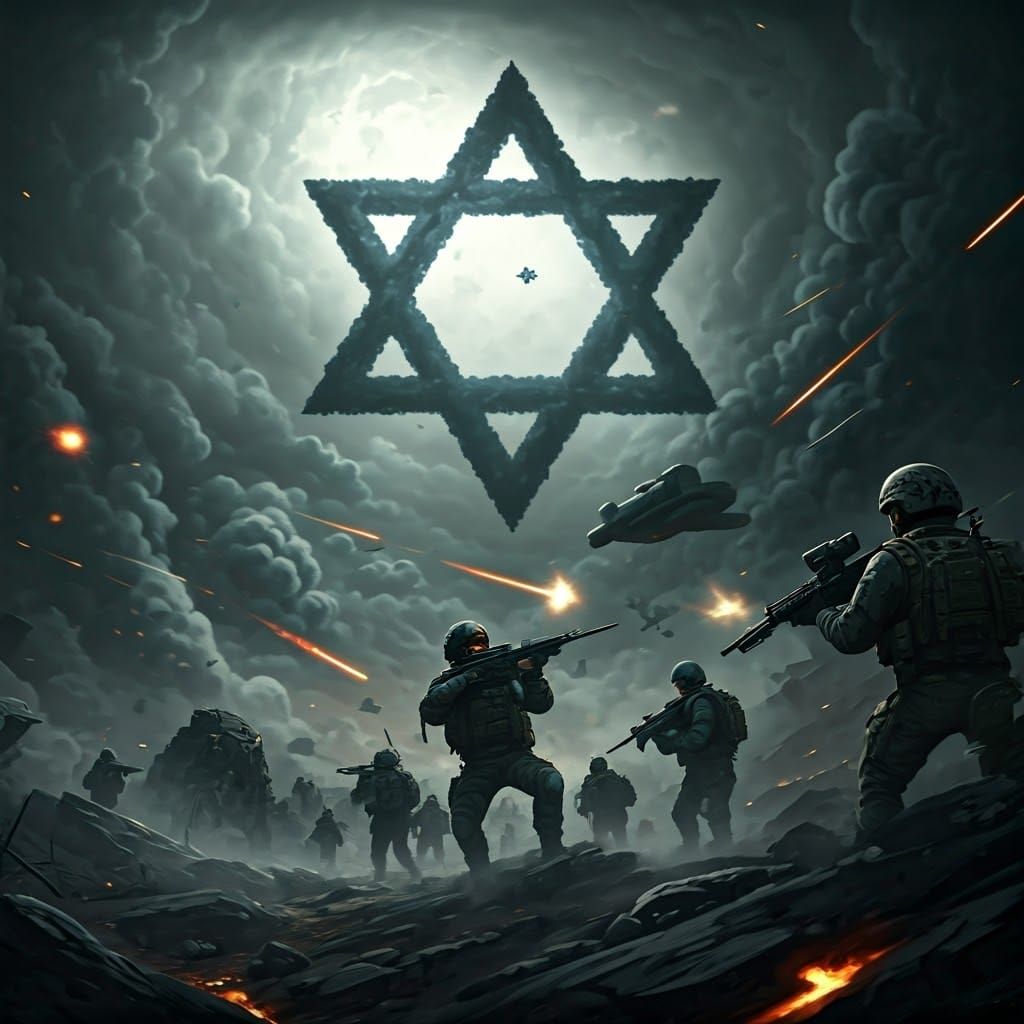 War Zone with Star of David in Digital Art