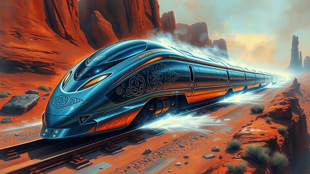 Futuristic Train Races Through Australian Outback