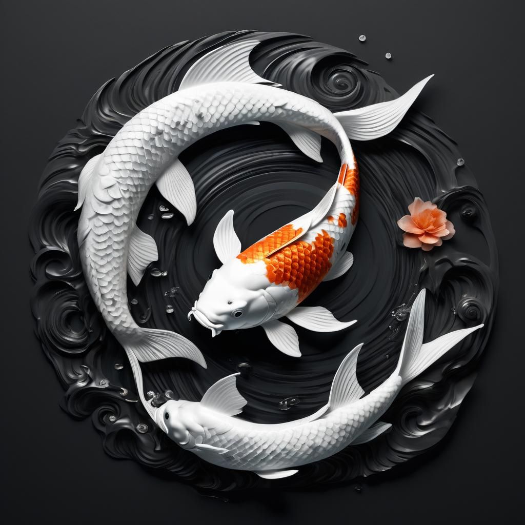 Yin-Yang Koi Fish Harmony in Photorealistic 3D