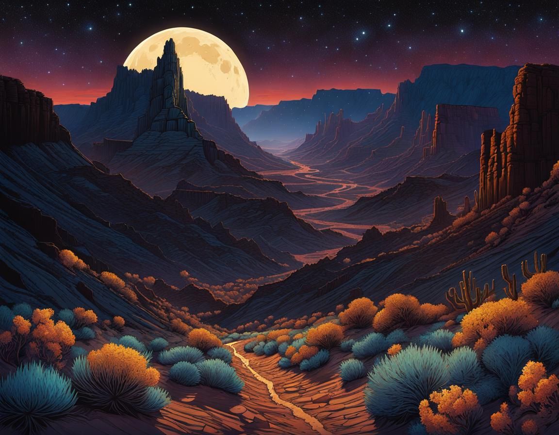Canyon at night  by @forge4ward
