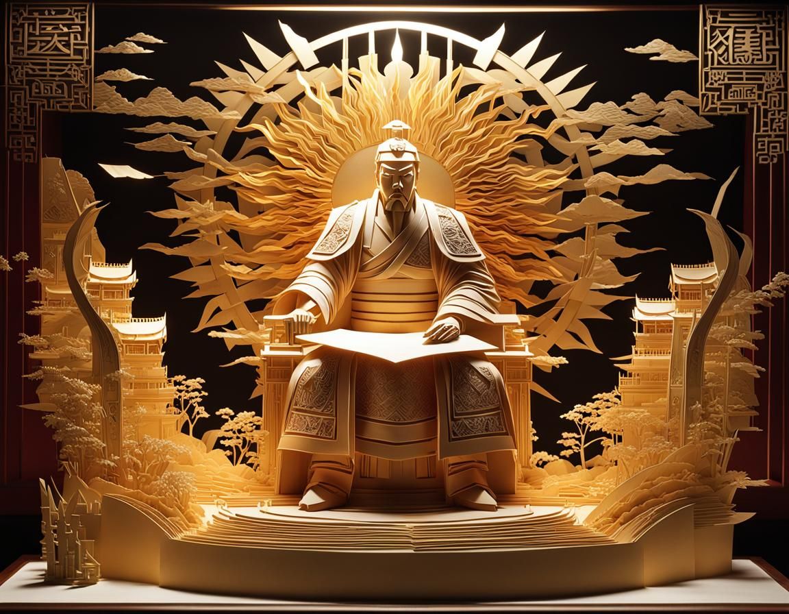 Kirigami: Sun Tzu writing The Art of War  by @Harmanna
