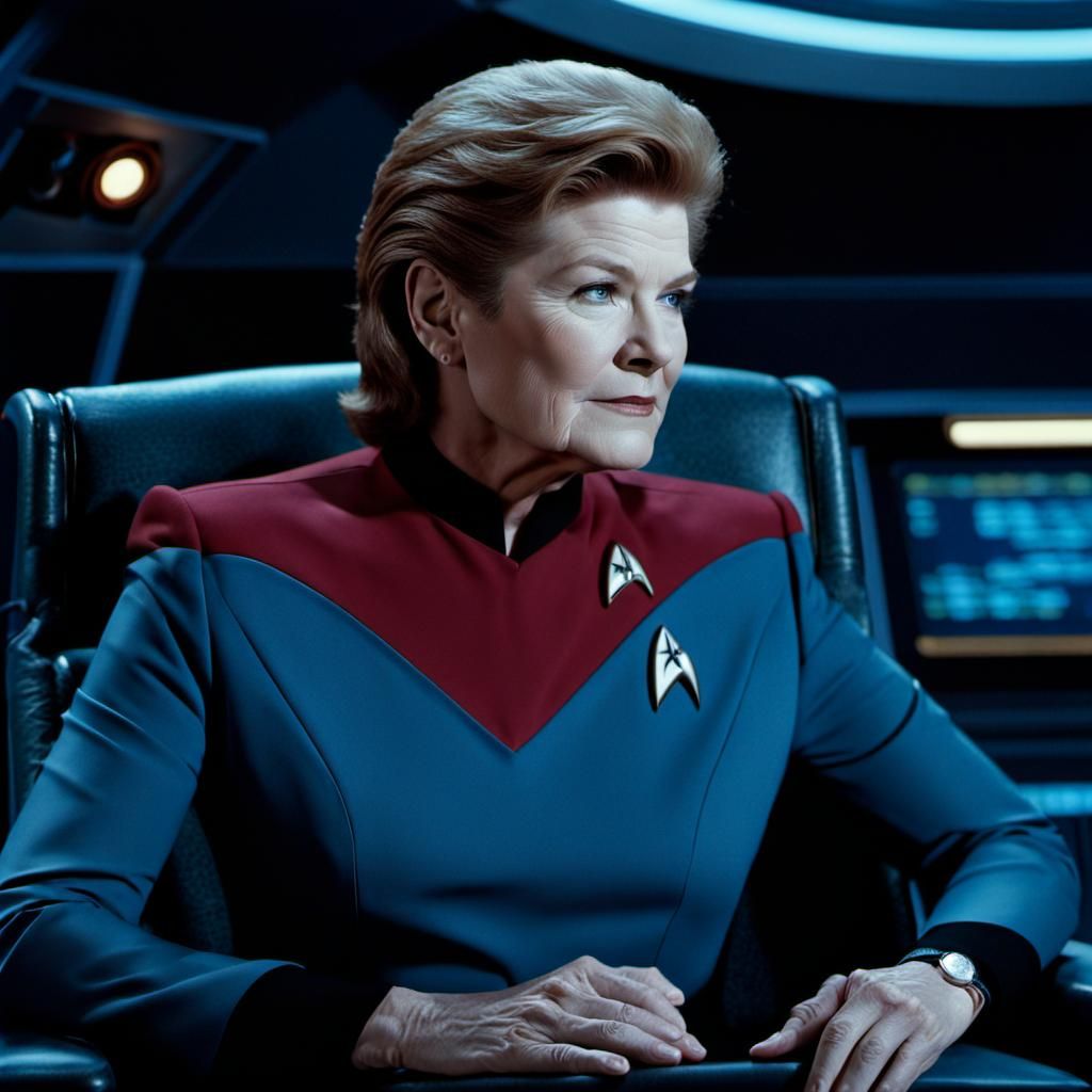 Kate Mulgrew as Kathryn Janeway, Admiral Janeway on the USS-Voyager ...