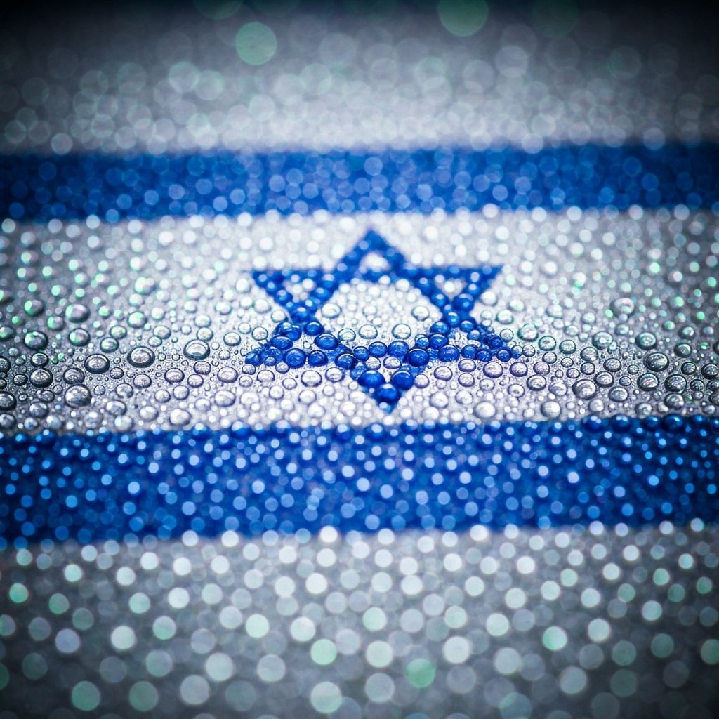 Israeli Flag Created From Crystalline Water Droplets