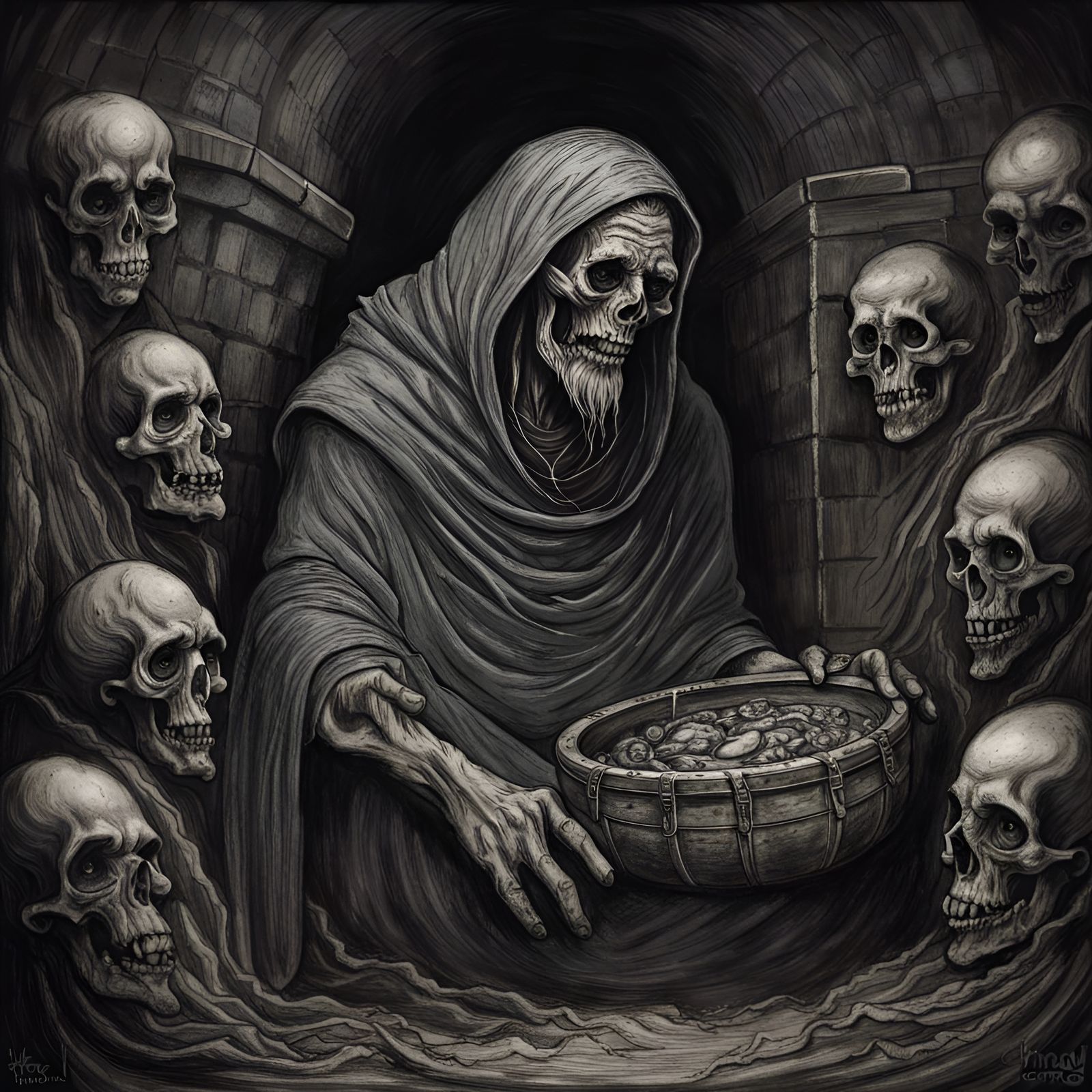 rotting medieval monk undead deep in the catacombs