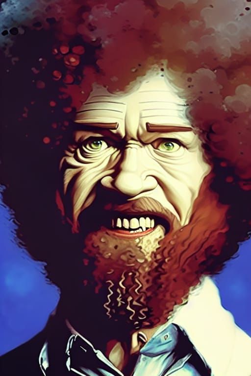 Bob Ross, happy little trees, happy little accidents, sinist...