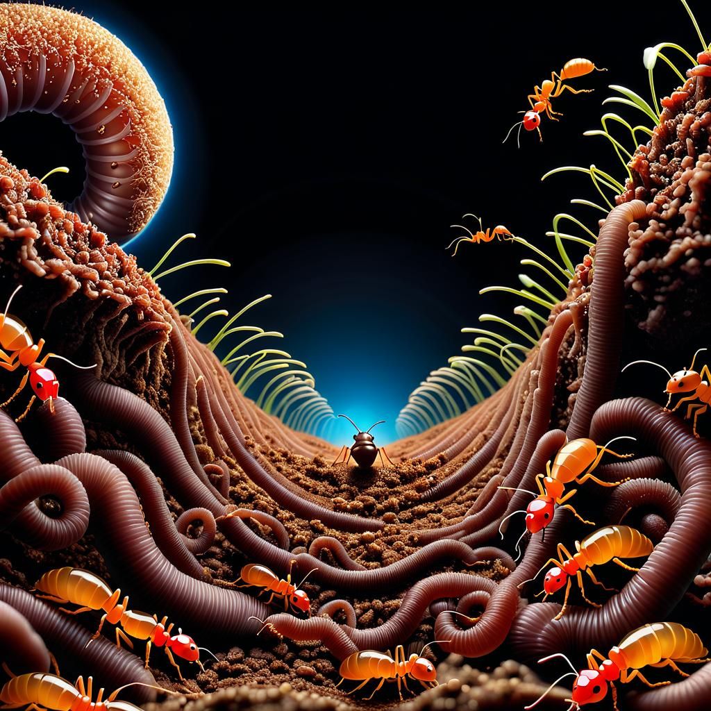 Ants and worms - AI Generated Artwork - NightCafe Creator