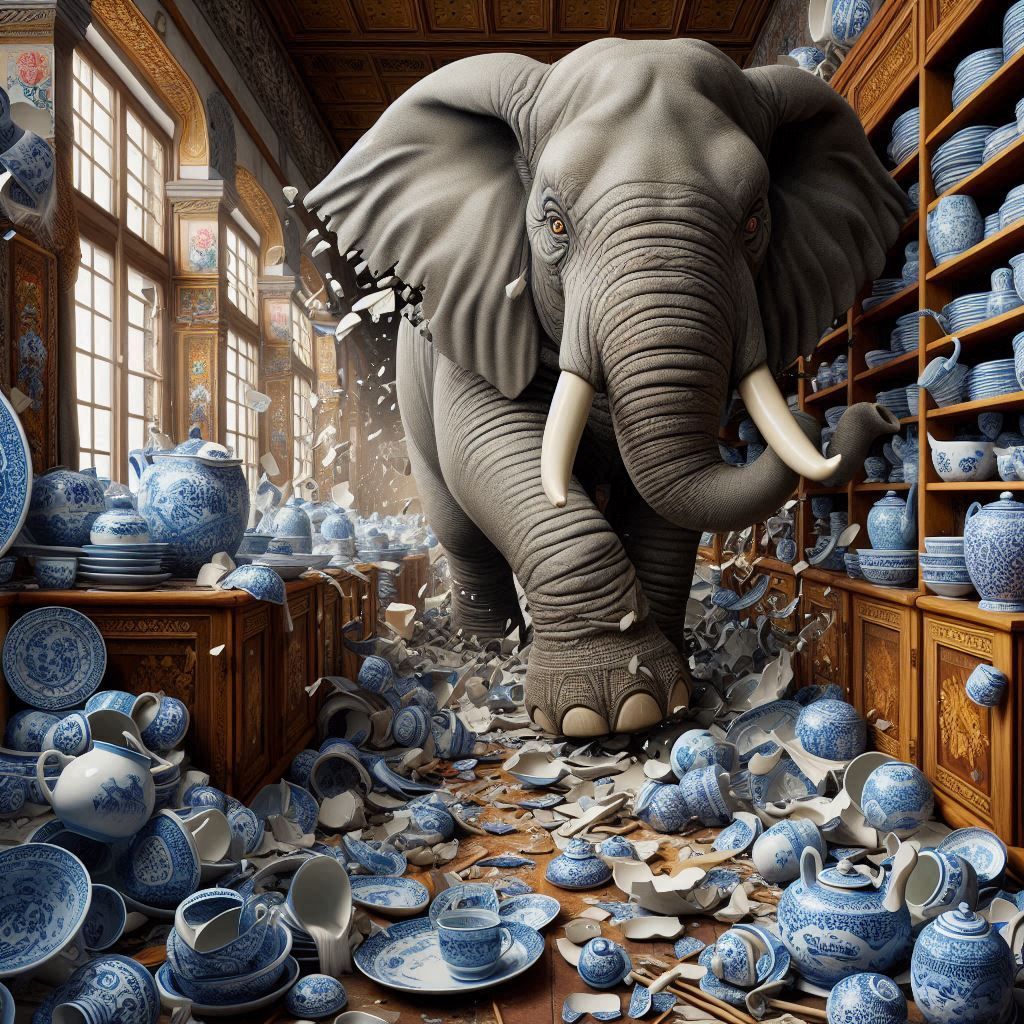 Un éléphant dans un magasin de porcelaine