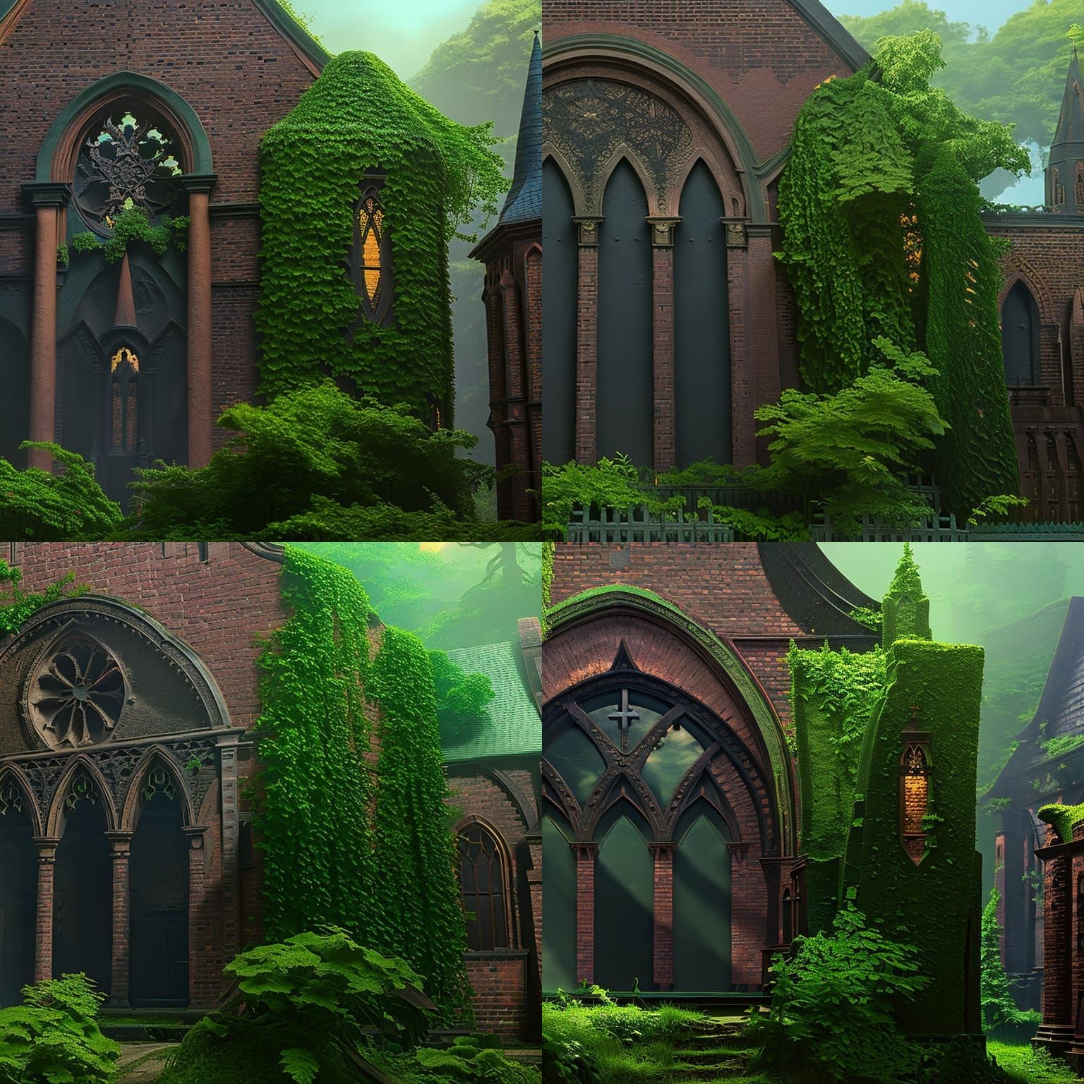 Church covered in ivy