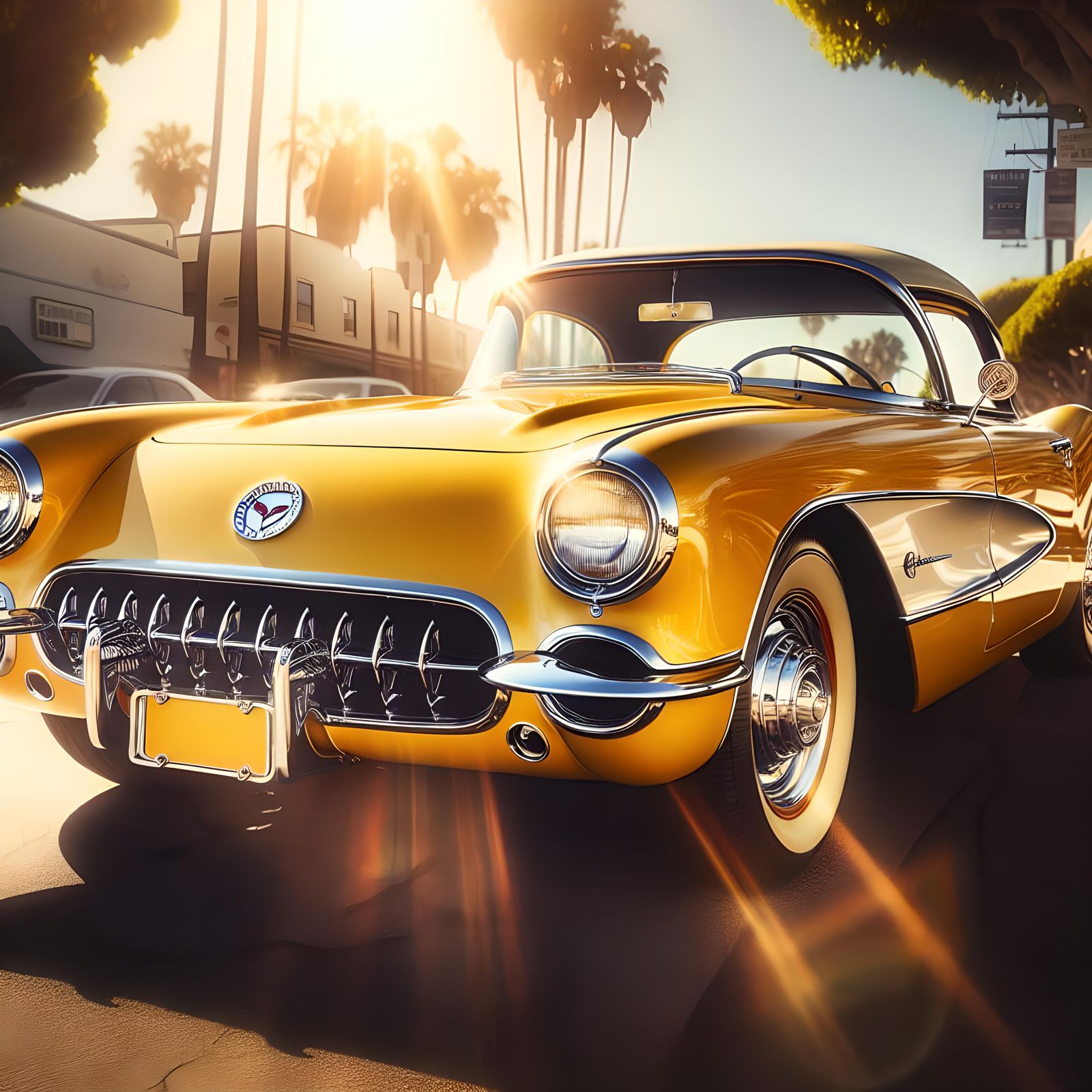 Yellow 1956 Corvette