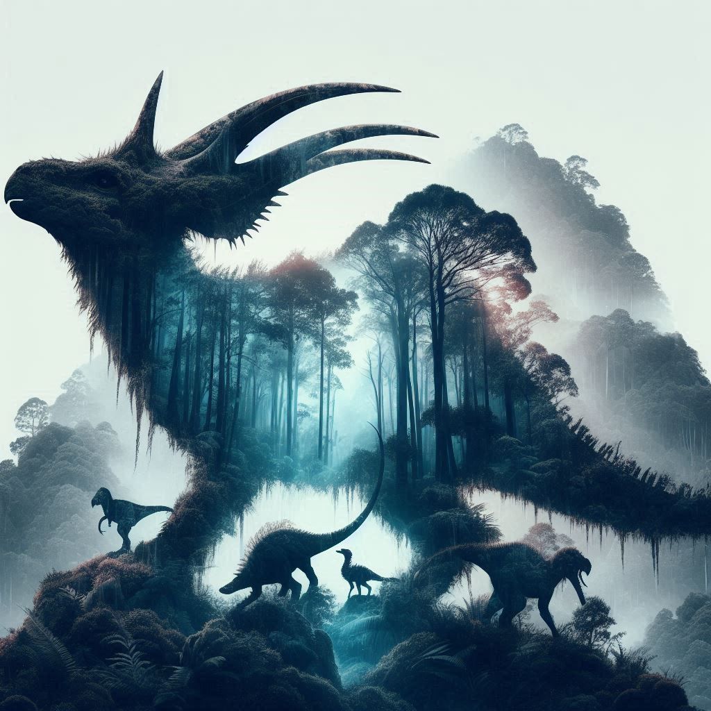 double exposure beautiful fantasy DALL-E 3 portrait landscap...