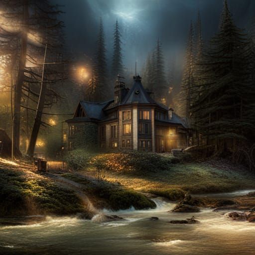 house in the woods Epic cinematic brilliant stunning intrica...