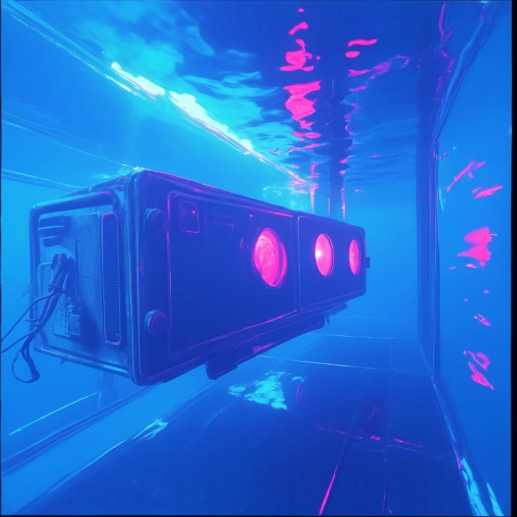 <lora:Submechanophobia:1.0>
Liminal grainy distrorted VHS security footage from an underwater research center. Random Vaporwave neon retro g...