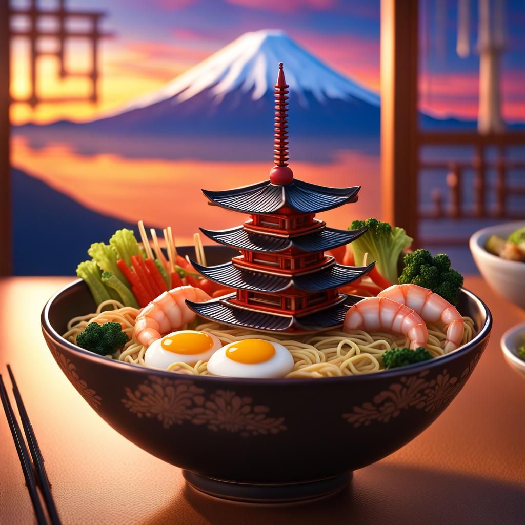 Pagoda Ramen overlooking Mount Fuji