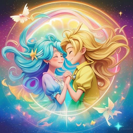 Whimsical Friends Soar in Vibrant, Dreamy Landscapes