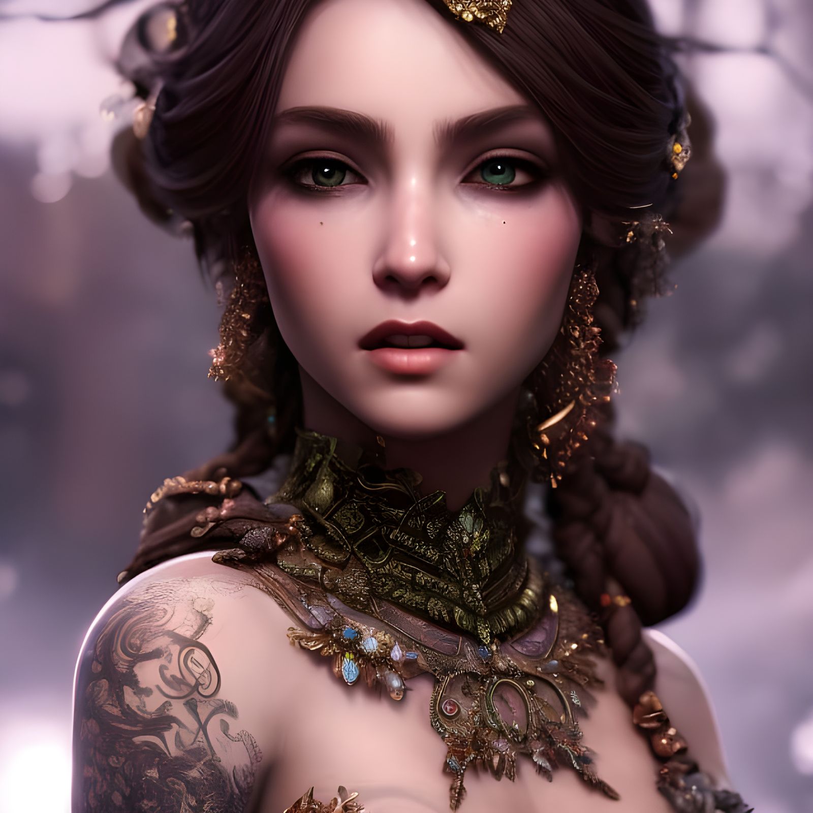 demihuman enchantress; gothic empire-waist ballgown, perfect...