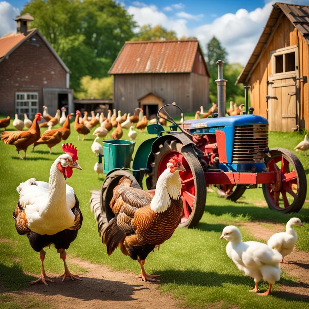 Imagine a farmyard the poultry is free and wanders everywher...