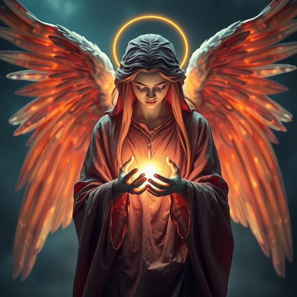 An angel giving hope to humanity, digital artwork, by Lauren McCracken, Android Jones, 