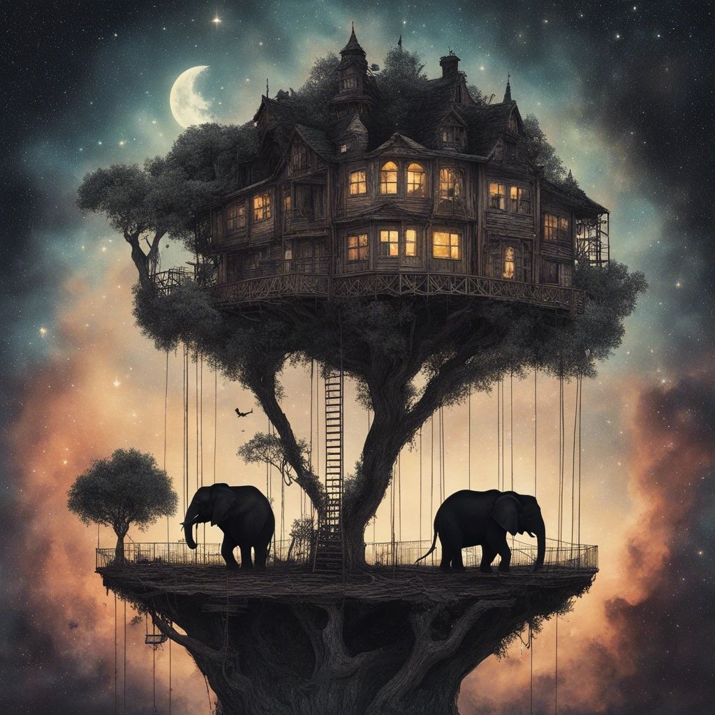 Tree house with elephants