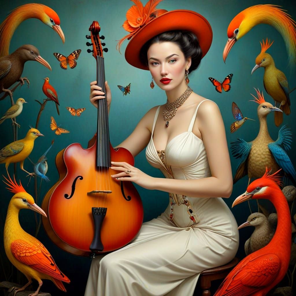 Sophisticated Woman in a Surrealistic Scene