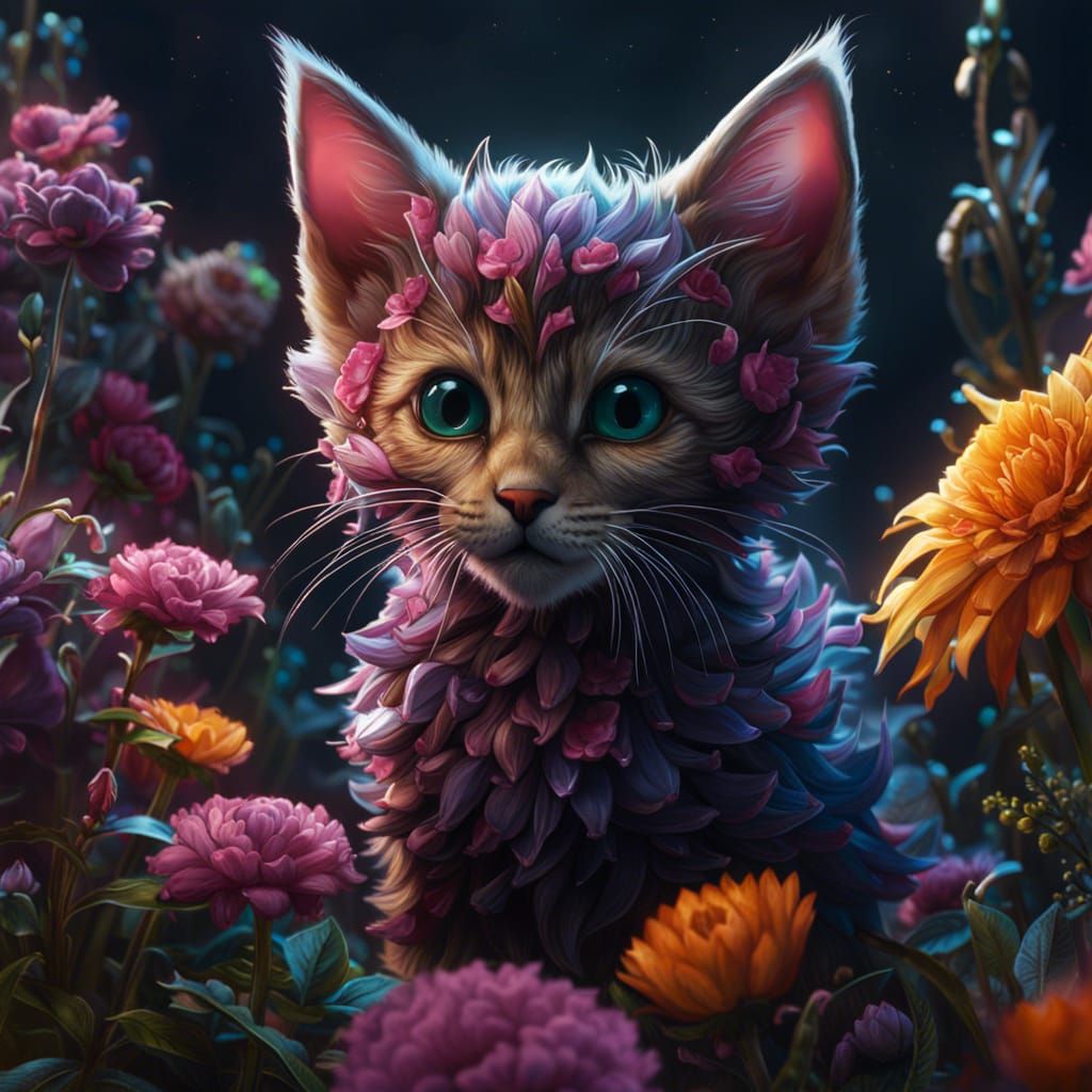 Flower kitten - AI Generated Artwork - NightCafe Creator