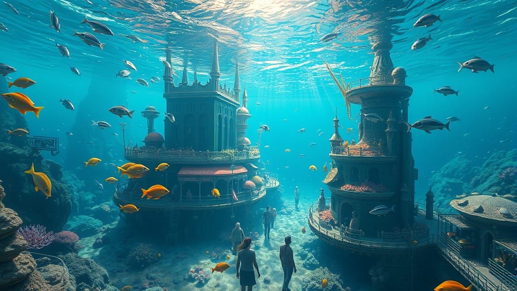 A mesmerizing double exposure image that intercuts marine life—such as schools of fish, octopuses, sharks, ...  by @Carlos