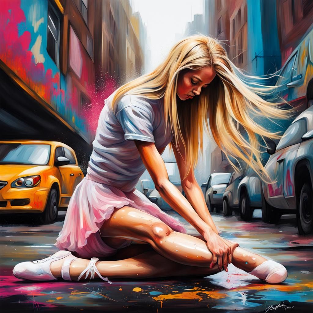 Ballerina with long blonde hair reaching her feet - AI Generated Artwork -  NightCafe Creator